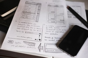 This sketched out wireframe is a perfect example of how the design of the website is not the only thing that needs to be thought out in the process. The interactivity (hence the arrows indicating what happens) is a very important attribute to the planning processes of interactive design. 